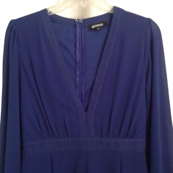 Missguided Size 12 Romper Womens Long Sleeve Royal Blue V Neckline Drape - Picture 3 of 8